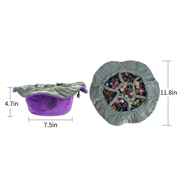 Multi-pocket d20 Dice Bag - Purple & Grey